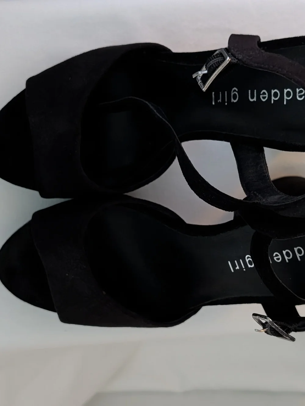 Madden Girl Black Suede Platform Block Heels